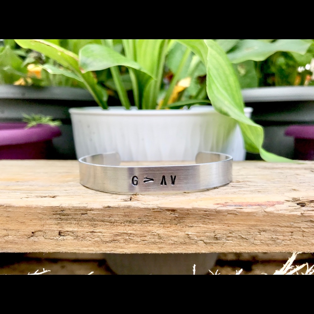 Hand stamped adjustable metal cuff bracelet